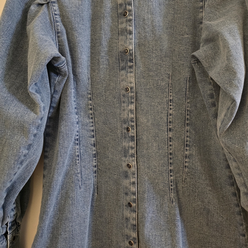 Ichi Long Sleeve Shirt Dress in Denim Blue - Picture 4 of 14